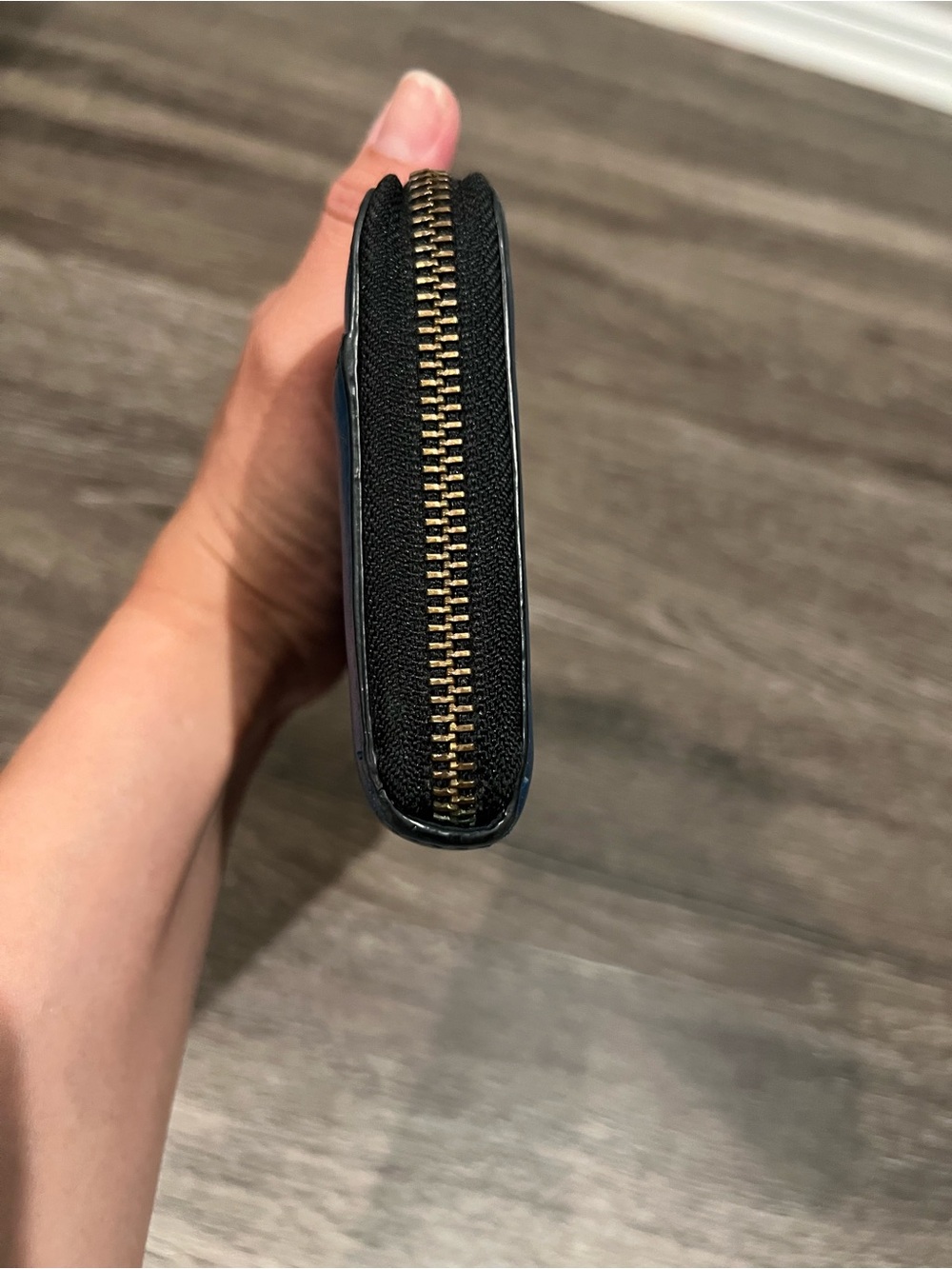 Coach F75222 Zip-Around Perforated Leather Wallet in Blue - Picture 8 of 16